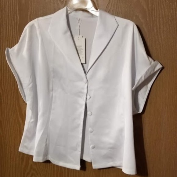 Retro Short Sleeve Button Down Top - Picture 2 of 3